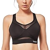Yvette Sports Bra for Large Breasts, Strong Support, Mesh, Ringer Back, without Underwire, Padded, for Fitness, Running…