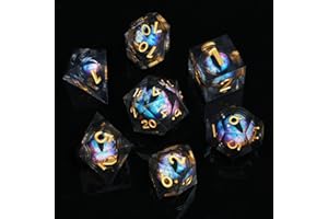 ORUZA 7 Stück Drachenauge Polyedrische DND Würfel, Harz Drachenauge D&D Würfel Set für Dungeons and Dragons RPG MTG Pathfinder Rollenspiel