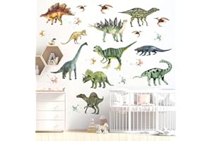WandSticker4U®- [22 pezzi] Adesivi murali DINOSAURI per bambini acquerello I Adesivi da parete dinosauri bambino animali dino giungla I Sticker dinosauri muro decorazioni cameretta bimbo mobili COOL