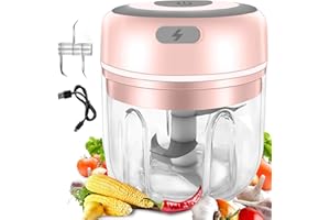 DEKAIM Mini picadora de ajo eléctrica, procesador de Alimentos Vegetal inalámbrico portátil, picadora de Mano Recargable USB para Cebolla, Jengibre, Chile y Calabaza(Rosa)