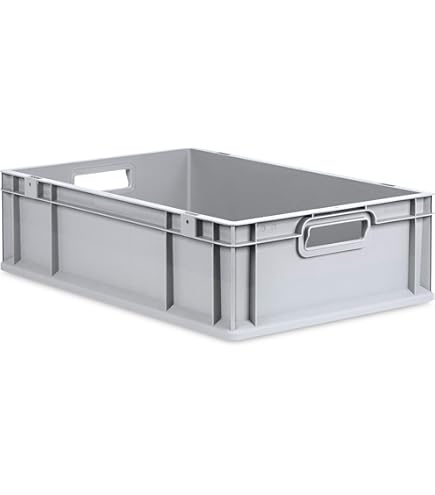 Auer Euro Container EG 43/32 kunststof box, 40 x 30 x 32 cm, open handgrepen, opbergdoos 30 liter, stapelbare transportcontainer Auer Euro Container EG 43/32 kunststof box, 40 x 30 x 32 cm, open handgrepen, opbergdoos 30 liter, stapelbare transportcontainer