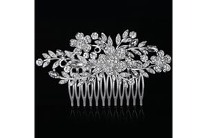Txian Wedding Bridal Flower Crystal Rhinestones Hair Comb Clip (Leaves)