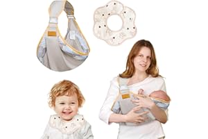 FairyPeach Marsupio Bambino, Fino a 20 Kg, Marsupio Neonato, Porta Bambino, Marsupio Avvolto Regolabile, Fascia Porta Bebe, Toddler Carrier, Marsupio per Bambini da 0 a 36 Mesi, Bavaglino Incluso