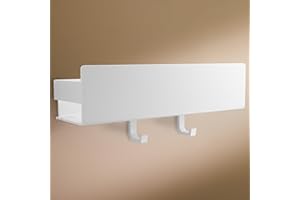 DESIGNFABRIK HAMBURG Design Amburgo Mensola doccia senza foratura I Porta sapone per doccia | Mensole Bagno I Portasapone doccia I Mensola Adesiva da Parete I 2 Ganci | Mensola bagno bianco 30 cm