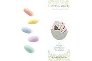 JOYFULDAYS JOYFUL DAYS Tiras de Uñas de Gel Semi-Curado, Autoadhesivas Pegatina de Esmalte de Uñas de Gel, Nail Wrap Incluye Lima y Palo (Macarons)