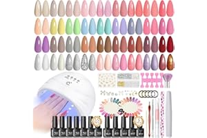 PEACECOLOR 58Pcs Kit Uñas Semipermanentes con Lámpara U V/LED,35 Colores Pintauñas Semipermanentes Base y Top Coat Esmaltes semipermanente para Uñas Kit Manicura Regalo para Principiante