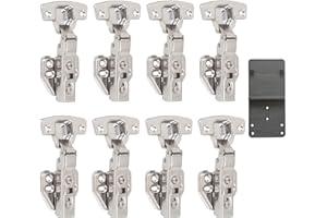 LOOTICH 110 Degré Semi Recouvrante Charnieres avec Amortisseur Intégré Mécanisme de Fermeture Automatique Charnière pour Armoires de Porte Cuisine Lot de 8