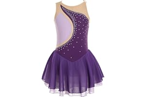 Jowowha Roller Ice Skating Skirt Costume Girls Competition Figure Skating Dress Rhythmic Gymnastics Ballet Dance Leotards Dress