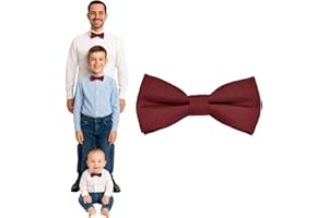 DonDon Papillon uomo bambino o neonato opaco, preannodato e regolabile in lunghezza in gabardine di cotone - accessorio elegante per matrimoni, comunioni e cerimonie