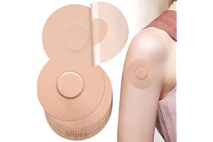 HKQP Freestyle Libre Pflaster 80 Stück Elastisches Stoffmaterial Freestyle Libre Pflaster ohne Klebstoff in der Mitte Sport Wasserfest Hautfreundlich Rund Pflaster für Freestyle Libre 1 2 & 3 Sensor