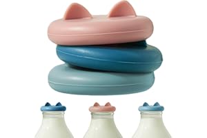 Wingcases-Milk Bottle Tops [One Pint，NOT 1L] Reusable Silicone Mixed 3 Pack without Bottle, Designed Only for The UK One Pint Milk Glass Bottle, Dishwasher, 100% Leakproof, Multicolour