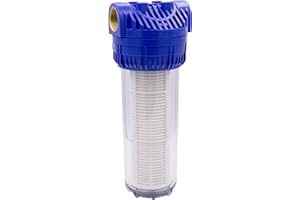 VARIOSAN Préfiltre (10") pour pompes et installations d'eau domestiques 18434, filetage intérieur 1", 8 bar, débit 6000 l/h, maille de 0,06 mm