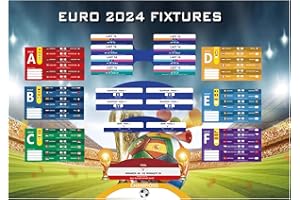 MOECSHSY EURO 2024 Wall Chart Posters - European Cup 2024 Football -Includes 24 Teams Group Stage and Knockout Final Track All Matches Results-Folded (A1 SIZE)