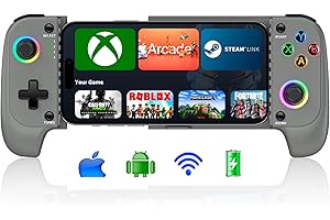 HELLCOOL Gamepad Inalámbrico para iPhone y Android,Bluetooth Mando Movil para PS Remote Play/Xbox/Steam/GeForce Now/MFi Apple Arcade/Roblox/Minecraft,Controlador con Joystick de Efecto Hall