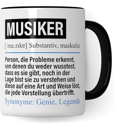 Lustige Musiker Tasse „So Sieht Ein Richtig Cooler Musiker Aus“ – Spülmaschinenfest, Beidseitig Bedruckt