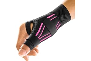 FREETOO Ergonomique Attelle de Pouce pour Tendinite, Arthrose, Rhizarthrose, Pouce à Ressaut, Canal Carpien, Orthèse de Pouce Droit ou Gauche pour Entorse, Tendinite De Quervain (Rose/Noir S/M)