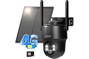 ANRAN 3/4G LTE 2K Security Camera Wireless Outdoor (SIM Card & 32GB SD Card Included), No WiFi Needed PTZ Solar Camera, Battery Operated, Color Night Vision, PIR Human Detection, 2 Way Talk, G1 Black