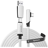 Syntech 5m VR Cable for Meta Quest 3/3S/2 with USB 3.0 Adapter | USB-C VR Cable 5m with USB 3.0 Adapter for Quest 3/3S/2, Fas