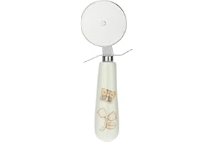 THUN - Taglia Pizza con Manico Decorato con Fiore e Farfalla - Accessori Cucina - Linea Elegance - Gres e Acciaio Inossidabile - 20 cm