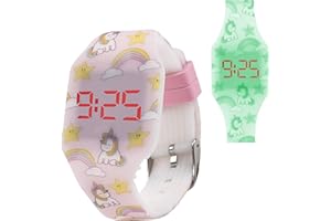 Kiddus Orologio digitale a LED bambini, ragazze, adulti. Cinturino comodo in morbido silicone. Batteria giapponese lunga durata. Facilità di lettura e apprendimento dell’ora.