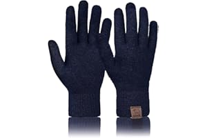 Svanco Wełniane zimowe ciepłe rękawiczki, do obsługi ekranów dotykowych, antypoślizgowe, termiczne, dzianinowe, z elastycznymi mankietami, wiatroszczelne, do jazdy na rowerze i nartach