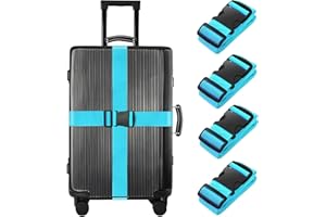 BILIONE 4 Pcs Luggage Straps for Suitcases Strap Suitcase Belts，Heavy duty Luggage Straps，Adjustable,Premium Accessory for Travel Bag Closure (Blue)