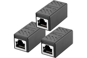 FONGKE Accoppiatore RJ45, connettore RJ45 Cat7 Cat6 Cat5e per cavo di rete ethernet, da femmina a femmina (confezione da 3)