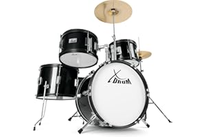‎XDRUM XDrum Junior Pro Kinder Schlagzeug Black - geeignet von 5-9 Jahren - Drumset mit komplettem Zubehör - inkl. Schule - Schwarz
