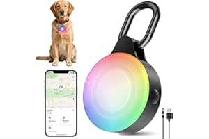 NOZLAID Dog Light with GPS Tracker, Anti-Lost Rechargeable Dog Lights for Night Walking, 6 Modes IP68 Waterproof LED Pet Tracking Lights, Work with Apple Find My, No Monthly Fee(iOS only)