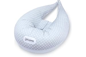 Dilamababy Coussin de Grossesse et d’Allaitement – Coussin Maternité en Flocons a Memoire de Forme et Boules de Fibres – Oreiller de Grossesse avec Housse Coton Lavable, Idée Cadeau Femme Enceinte
