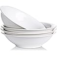 LIFVER Large Serving Bowl, 48oz/1300ml White Porcelain Salad Bowls Set of 4 for Pasta, Cereal, Soup, Dessert, Ramen, Pho, Fruit, Microwave & Dishwasher Safe, 9" x 9" x 2.5"
