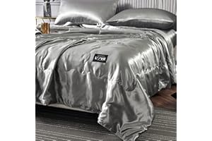 Surwin Trapuntino di Seta Reversibile Copriletto Trapuntato Microfibra Singolo Matrimoniale Lavabile in Lavatrice (Grigio,180x200cm)