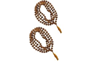 NAISHA Rudraksha Mala 108+1 Beads Necklace, Seed Bead Natural Himalaya 5 face Panch Mukhi Rudraksha, Prayer Beads, Wrist Mala Wrap, Jaap Mala, Bead Size 7 mm (Pack of 2), Wood, rudraksha