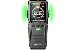 Misuratore Umidità Muri, RDINSCOS Rilevatori Di Umidità Igrometro Professionale Senza Ago con Funzione di Allarme Analisi Della Profondità di 0-19 mm,per Parete, Legno,Intonaco,Muratura