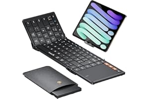 ProtoArc XK01 TP Foldable Bluetooth Keyboard with Touchpad, Full Size Keys, Folding Portable Travel Keyboard with Large Trackpad for Android Windows iOS Tablet Laptop PC Smartphone - Black