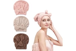 KAYEF 3 pcs gorro pelo mojado,toalla pelo gorro,gorro toalla pelo mujer,gorro ducha toallatoalla suave toalla de baño hijab para mujeres niñas ducha baño maquillaje