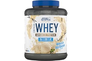 Applied Nutrition Critical Whey Protein Powder 900g - High Protein Powder, Protein Milkshake, Muscle Building Supplement with BCAAs & Glutamine (2kg - 67 Servings) (2kg, Vanilla Ice Cream)