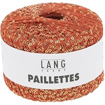 Lang Yarns Paillettes 39.0070 – Beilaufgarn Mit Pailletten In Anthrazit/Gold, 112 M / 25 G