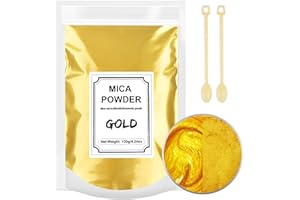 FANKOO Epoxidharz Farbe 120g, Mica Pulver Natur Metallic Epoxidharz Pigment Seifenfarbe Set für Epoxidharz, Kerzenherstellung, Seifenherstellung, Badebombe, Make-up, Wachsschmelzen, Schleim (Gelb)