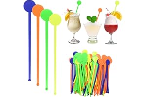 Scettar 90PCS Touillettes Cocktail Reutilisable(Quatre Couleurs),18 cm Agitateur Cocktail Acrylique Réutilisables,pour Cocktails, Café, Jus de Fruits