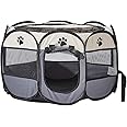 XianghuangTechnology Soft Fabric Portable Foldable Pet Dog Cat Puppy Playpen, Indoor/Outdoor use Pet Kennel Cage D40 x H23 Inch (Grey)
