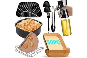 Uonel INDUSTRY Accesorios freidora COSORI 5,5l - Molde freidora de Aire Pulverizador freidoras de Aire Cuadrada 4,7-6L - Papel Air Fryer - Repostería y Cocina