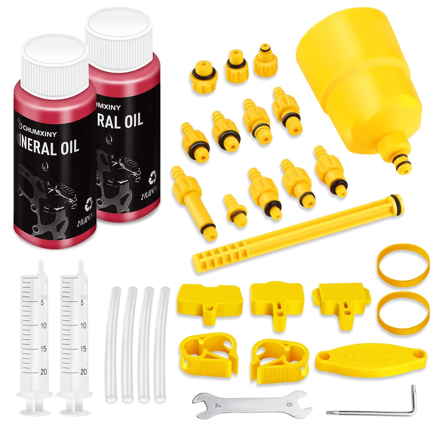 CHUMXINY Ontluchtingskit voor SHIMANO, TEKTRO, MAGURA Serie Hydraulische Schijfremmen, Inclusief Hoogwaardige Minerale Remvloeistof (120ml).
