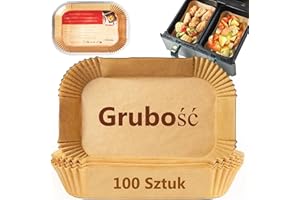 PETHREE Papier do Pieczenia Frytkownica Beztłuszczowa Ninja Airfryer, 100 Sztuk 20x14cm Akcesoria Papier do Frytkownicy 2 Komory - Grubość 100μm