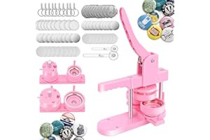 32+58 mm Button Maker Machine, 200 Plastic Badge Sets, HAVFUN Pin Maker Machine, DIY Badge Press Machine with Molds, Round Paper Cutter, 10 Bottle Openers & 10 Key Chains