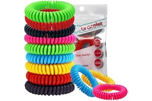 12 Pack Mosquito Bracelets, Mosquito Bands for Adults and Kids, Natural and Waterproof Wristbands Citronella Bracelets for Camping Hiking