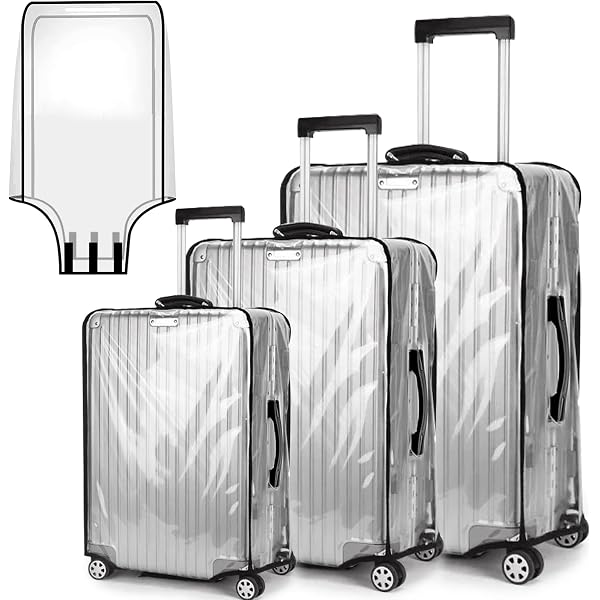 APKOL 3 Pezzi Custodie Protettive per Valigie Impermeabile 20+24+28 Pollici Protettore di bagagli Trasparente PVC Luggage Cover Anti-polvere Antigraffio per valigia adatta per i viaggi