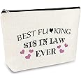 Funny Sister in Law Gifts Cosmetic Bag Sister in Law Birthday Gift Appreciation Thank You Gifts for Bonus Sisters Travel Makeup Bag Pouch Christmas Thanksgiving Graduation Gift for Bonus Sisters