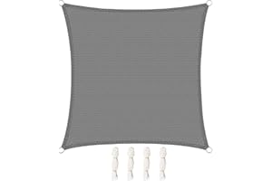 WOLTU Toldo Vela de Sombra Cuadrado 2x2 m HDPE Transpirable Prevención Rayos UV Solar Protección 85% Resistente y para Jardín, Patio, Exteriores Arena, Gris
