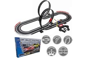 Rexco Large Electric Battery Operated Remote Control Slot Car Racing Track Set Childrens Kids Boys Toy Race Game Xmas Gift JJ98-1